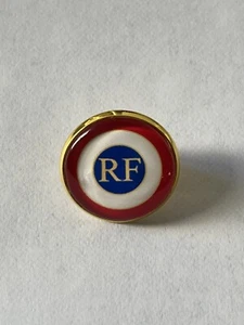 GROS PIN'S 2cm Métal Doré RF Cocarde Tricolore Macaron République Française - Picture 1 of 1