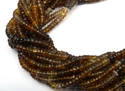 Natural Smokey Quartz Gemstone Beads 8 Inch Strand 6 MM Faceted Rondell Shape - Image 1 of 4