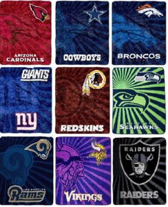 New NFL ALL 32 Teams Available Logo Soft Sherpa Throw Blanket 50" X 60" - Picture 1 of 13