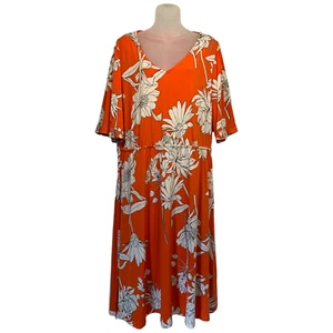 Girl With Curves Petite Midi Dress w/Flutter Sleeves A504599 TANGERINE Sz L - Picture 1 of 2