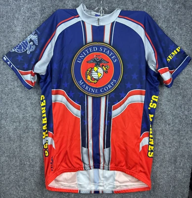 Primal USMC Marines Cycling Jersey Men's Large Full Zip Stretch Semper Fidelis - Image 1 of 4