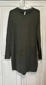 Athleta Balance Dress Olive Green Size Medium Tall MT Long Sleeve Athleisure - Picture 1 of 10