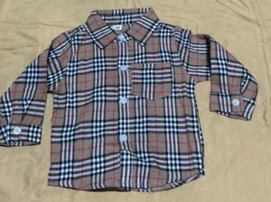 Boys Unisex Boutique Flannel Button Front Shirt Burb*** Plaid     #39 - Picture 1 of 1