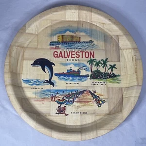 VTG GALVESTON, TX SOUVENIR Hand Woven Genuine Bamboo 13" PLATTER- FREE SHIPPING - Picture 1 of 7