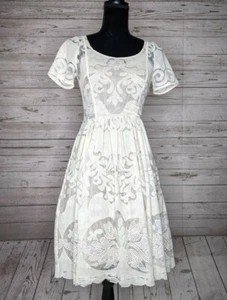 Mini Vestido Plenty By Tracy Reese Marfil Stella Ajuste y Llamaradas Talla 0 - Imagen 1 de 10