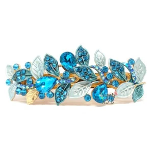 woman barrette crystal rhinestones metal leaf hair claw clips bridal Barrette  - Picture 1 of 10