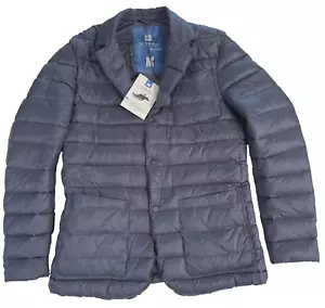 $498 JetLag Mens Down Feather Quilted Puffer Blazer Jacket Slate Blue Medium - Picture 1 of 4