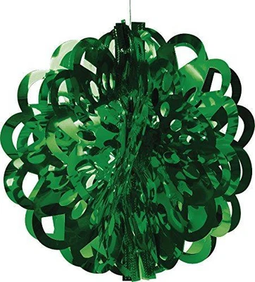 Creative Converting Hanging Party Decoration 16" Die-Cut Foil Ball, Green - Image 1 of 2