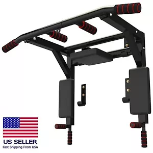 Multifunctional Wall Mounted Pull Up Bar Chin Up Bar Dip Station for Home Gym - Picture 1 of 8