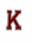 ALPHABET LETTERS EMBROIDERED IRON ON BADGE SEW ON PATCH RED  APPLIQUE “K”