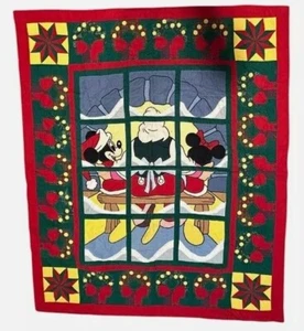 Manta acolchada hecha a mano Disney Santas Workshop 50" X 60" 100% algodón NUEVA - Imagen 1 de 7