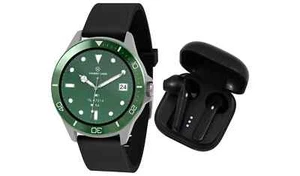 Harry Lime Smart Watch And Wireless Earbud Set - Black & Green RRP £105 - Picture 1 of 8