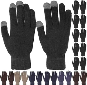 Wholesale 12 Pairs Magic Touch Screen Knit Gloves Smart Phone Tablet ONE SIZE - Picture 1 of 3