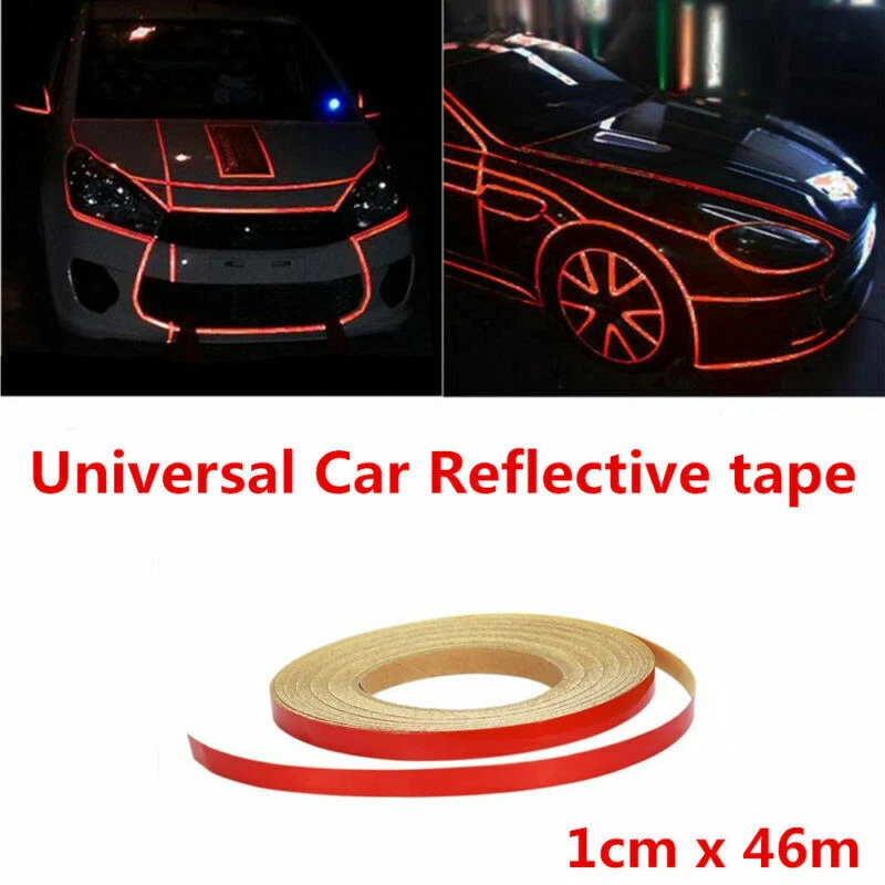 Pegatina reflectante roja 46 m a rayas para carrocería de automóvil SUV motocicleta hágalo usted mismo cinta autoadhesiva Foto 1 de 4