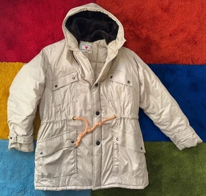 Vintage Winter Parka Jacket XL Beige Hooded 60s 70s Warm Field & Stream Clean! - Picture 1 of 5
