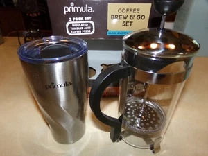 Primula 2 Pack Coffee Brew & Go Set Insulated Tumbler and Coffee Press - Picture 1 of 1