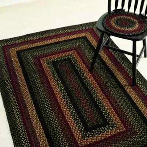 Tartan Braided Area Rug By IHF Rugs. 5' x 8' Rectangle Rug. Black Red Green - Picture 1 of 4