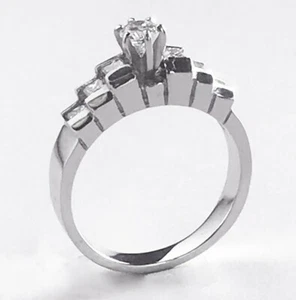 0.52 Ct Round Princess Cut Diamond Engagement Ring Wedding F VS2 14k White Gold - Picture 1 of 5