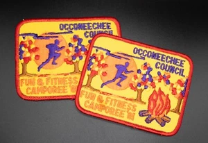 Set/2 1981 BSA Occoneechee Council Fun & Fitness Patch Boy Scouts Raleigh NC - Picture 1 of 7