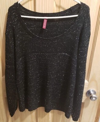 Suéter de malha Sparkly Sequin preto manga longa - Marca Gitano - Extra Grande - Lindo!! - Imagem 1 de 4
