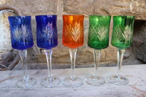 5er Set Sektgläser Römer 24 % Bleikristall bunt geschliffen Lausitz Glas - Bild 1 von 10