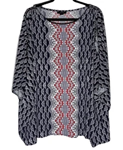 Alfani Damen Tunika Top Größe 3X Plus Fledermaus Abstrakt Azteken Büro Reise Kunstvoll - Bild 1 von 11