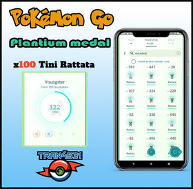 Plantium Medal - Tiny Rattata &times;100 For Medal Youngster - Pokemon Go - Mini P T C