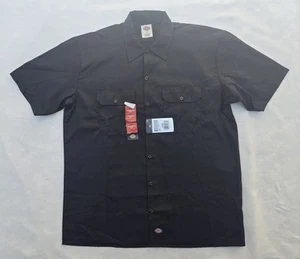 Dickies Mens Work Shirt Large Black Mechanic Skate Low Rider Y2K Button Up NWT - Picture 1 of 8