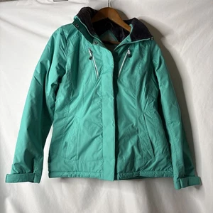 ZeroXposur Boarding Co Women's Small Winter Jacket Teal Gray Hood Warm - Picture 1 of 11