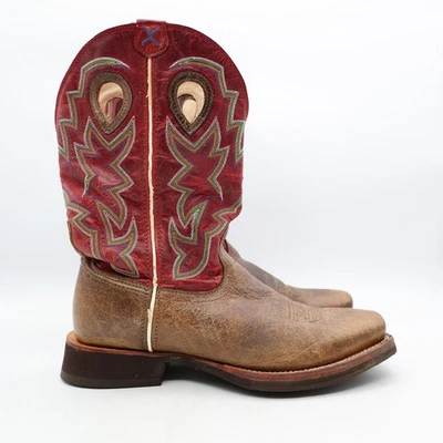 Twisted X Western Work Boots Men's Size 9 EE Brown Red Leather Square Toe - Image 1 of 4