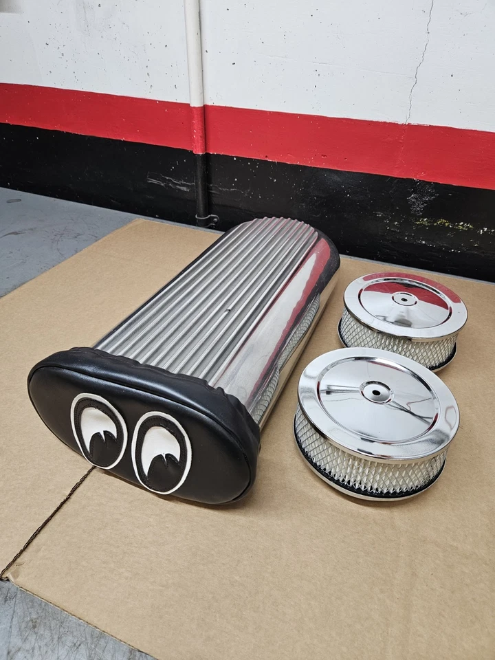 MOON HillBorn Style Finned Dual Quad 2X4 Four Barrel Polished Aluminum Scoop  - image 1 of 4