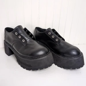 Current Mood 8M schwarze klobige Plateau Oxford Schuhe 2,5" Absatz keine Schnürsenkel Goth Y2K - Bild 1 von 9