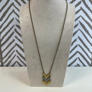 J Crew Gold and Crystal Chevron Long Necklace - Picture 1 of 5