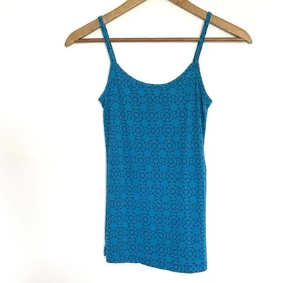Banana Republic Women’s Tank Top Medium Blue Geometric Spaghetti Strap Pullover - Image 1 of 4