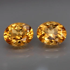 Ovalado 10x8mm.¡PAR! Citrino amarillo 100% natural Brasil completo brillante 4,56 quilates. - Imagen 1 de 6