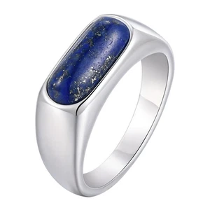 8mm Smooth Oval Egg Stone Band Men's 316L Stainless Steel Silver Ring Size 7-12 - Picture 1 of 7