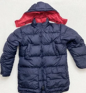 lands end goose down puffer Jacket Mens Medium Blue/ Red Reversible B9 - Picture 1 of 9