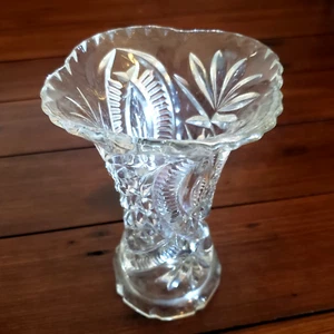 Hofbauer Crystal Cut Glass Vase Art Deco Vintage Flared Top Decorative 6" VGC - Picture 1 of 8