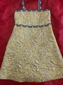 Gucci Girl dress cruise collection limited edition yellow/grey jacquard/lurex S6 - Picture 1 of 8
