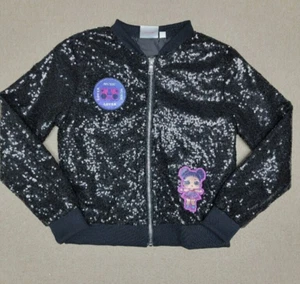 LOL SURPRISE Remix Girls Jacket Black Sequins MEDIUM 7/8 Music Lover Full Zip - Picture 1 of 9