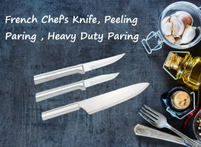 Rada 3pc Set French Chef's knife ,Peeling Paring ,Heavy Duty Paring (Silver) - Imagem 1 de 4