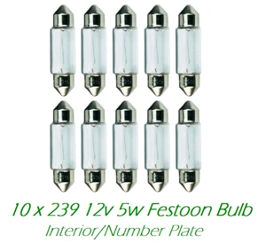 10 x 239 12V 5W C5W T11x38mm klar Girlande Birnen INNENRAUM NUMMERNSCHILD Auto hinten - Bild 1 von 1