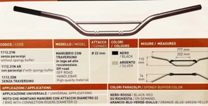 Steel Silver Motocross Handlebars 30.5 wide 4.5 rise, 3 pull 7/8" Accossato - Bild 1 von 1