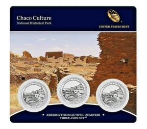 2012 US MINT AMERICA THE BEAUTIFUL 3 COIN SET CHACO CULTURE NAT. HISTORICAL PARK - Picture 1 of 3
