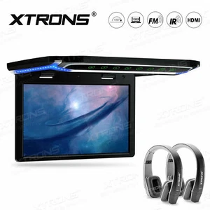 10.2" Thin SUV/TRUCK Flip Down Car Roof Overhead Mount Monitor HDMI USB +Headset - Picture 1 of 12