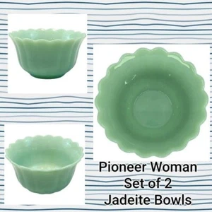 Set of 2 The Pioneer Woman Timeless Beauty Jadeite Glass Cereal Bowls NWT - Picture 1 of 10