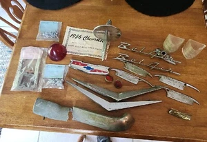 1956 Chevy Bel Air Original Trim Molding Peices Lens Covers Name Plate Lot Car - Picture 1 of 15
