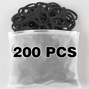 (200Pcs)-Black Hair Ties for Women,Seamless Ouchless Ponytail Holders - Hair Acc - Picture 1 of 12