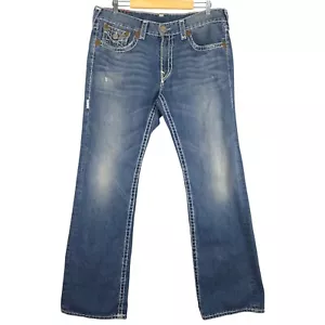True Religion Ricky Super T Jeans Distressed USA Made Größe 38 (passt 37x33) LESEN - Bild 1 von 14