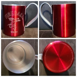 EUC seltene Rarität rot silber graviert Feuerball Whisky Dose Trinkbecher Becher mit Henkel - Bild 1 von 7